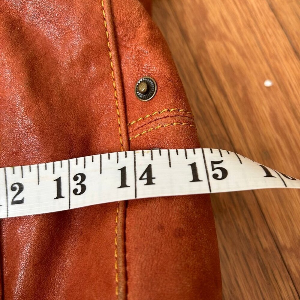 Leather Hobo Shoulder Bag - Rust Orange - Picture 10 of 11